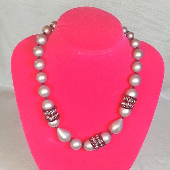 Alexis Bittar grey pearl and CZ chrome crystals.